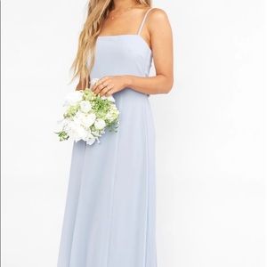 Show Me Your Mumu Lauren Tie Maxi Dress - Steel Blue Chiffon